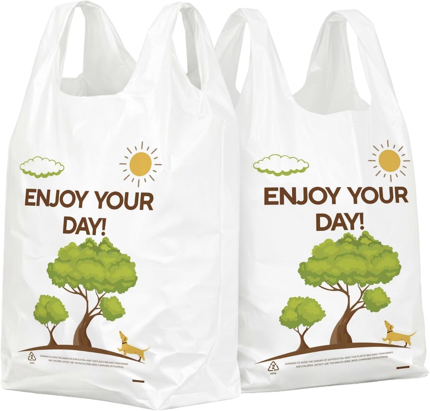 Versatile White Plastic Thank You Bags – 150PCS Bulk, 11”x6”x21” Dimensions