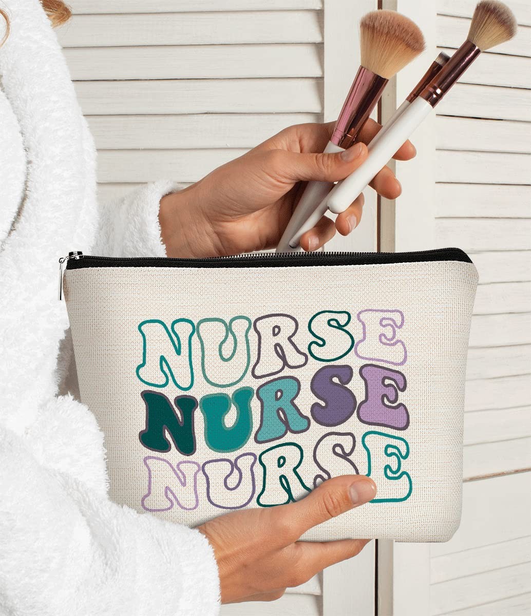 Nurse Gift Retro Funny Cosmetic Bag Nurses Supplies Wavy Purple Blue