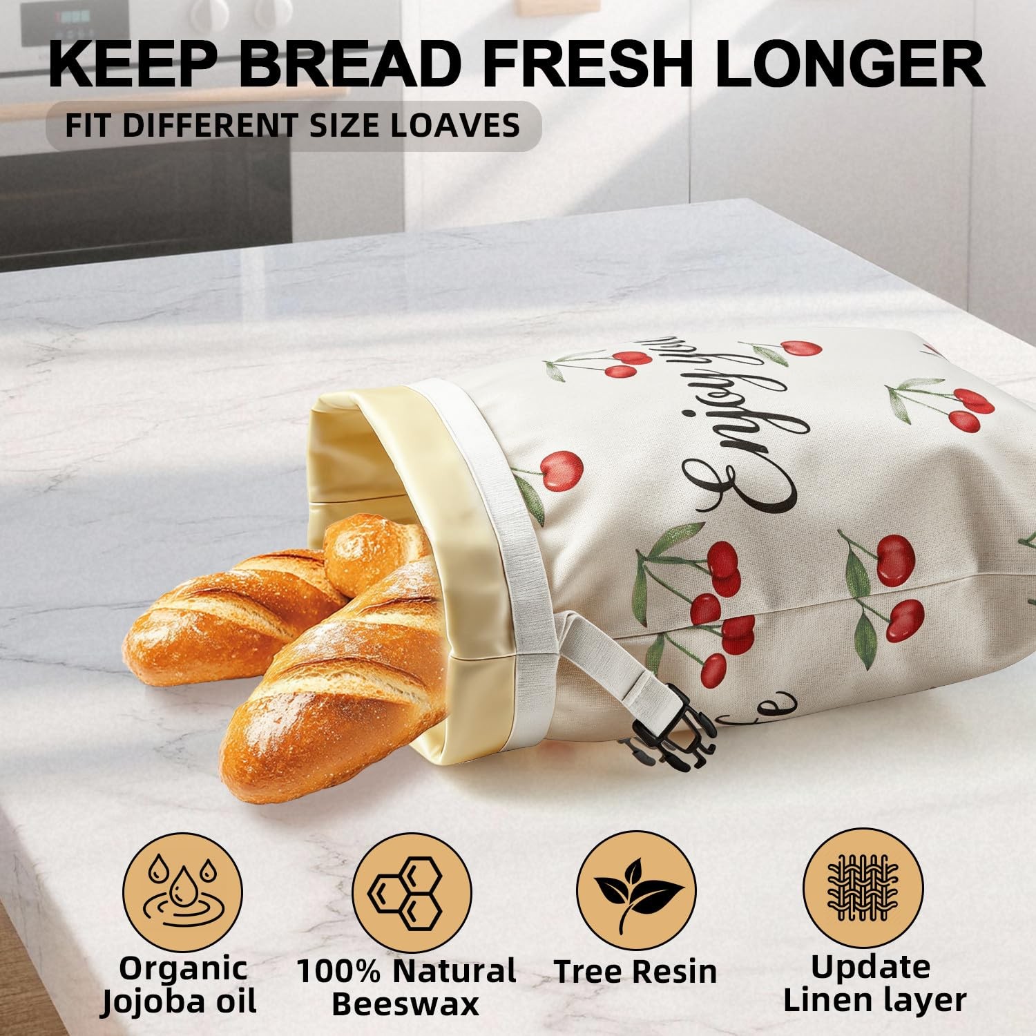 2 Pack Beeswax Bread Bags for Sourdough Homemade – X-Large, Red/Cherry