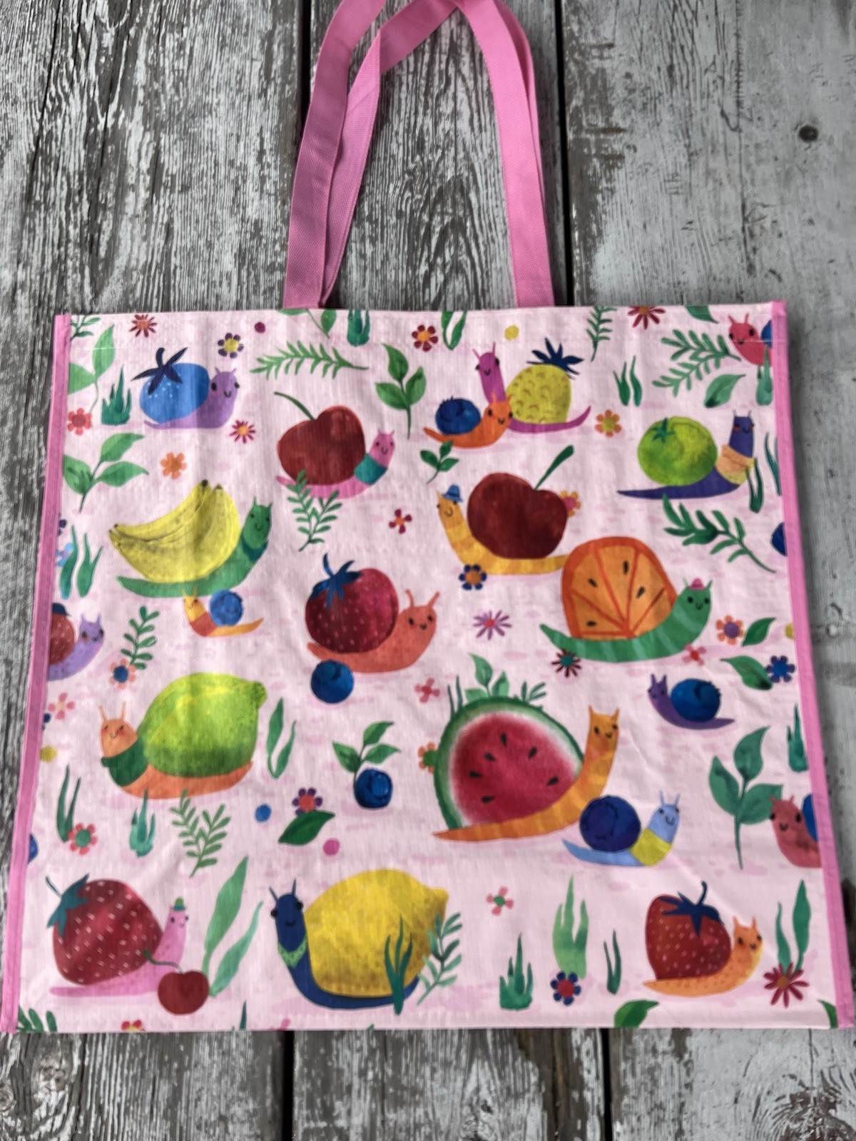 Reusable Tote Bags ~ 19″ X 18″ X 8″~ 🍋FRUITY SNAILS 🐌 ~ [TJ MAXX]