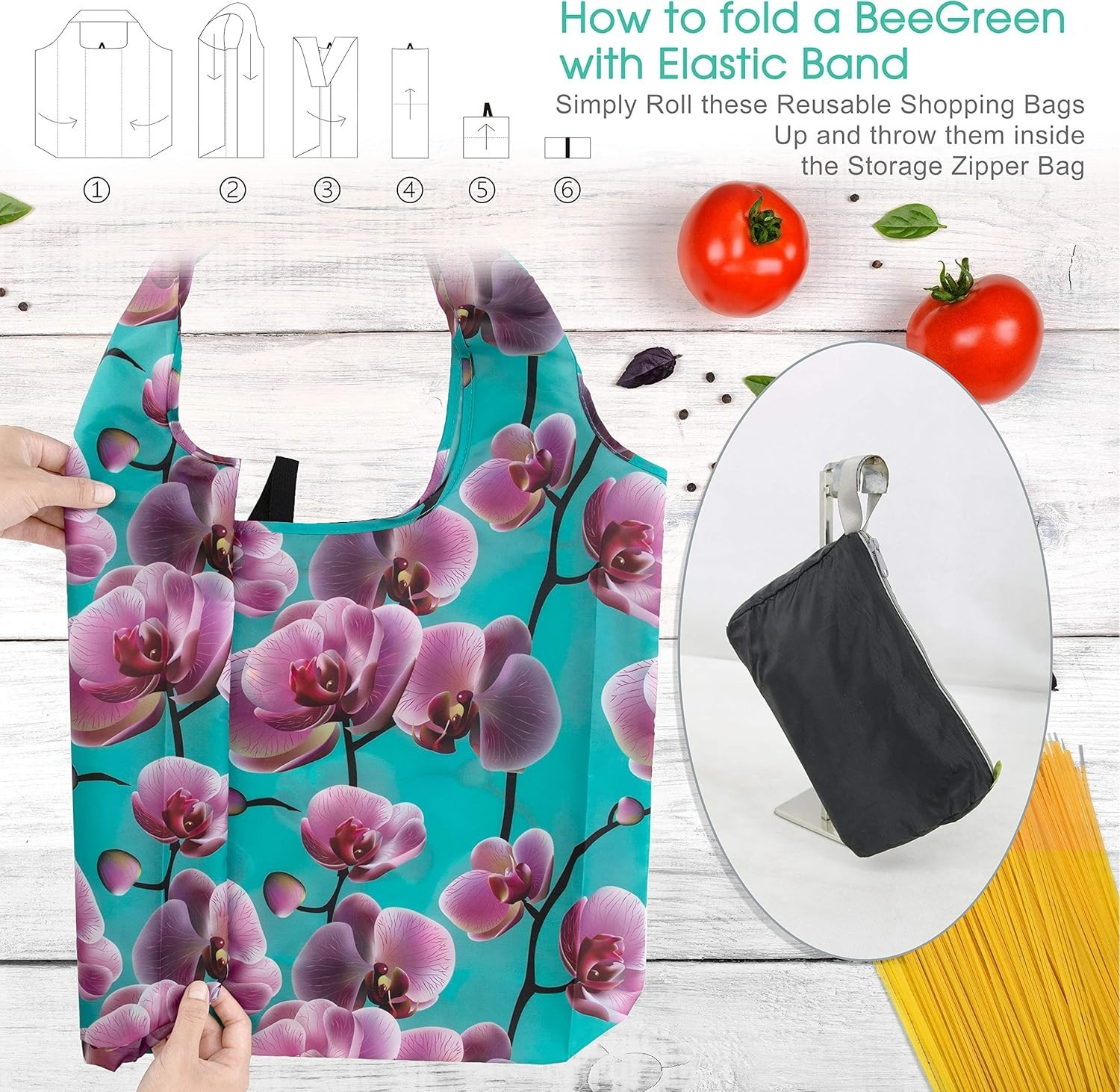 Extra Large 50lbs Floral Tote Bags – Machine Washable & Foldable for Convenience