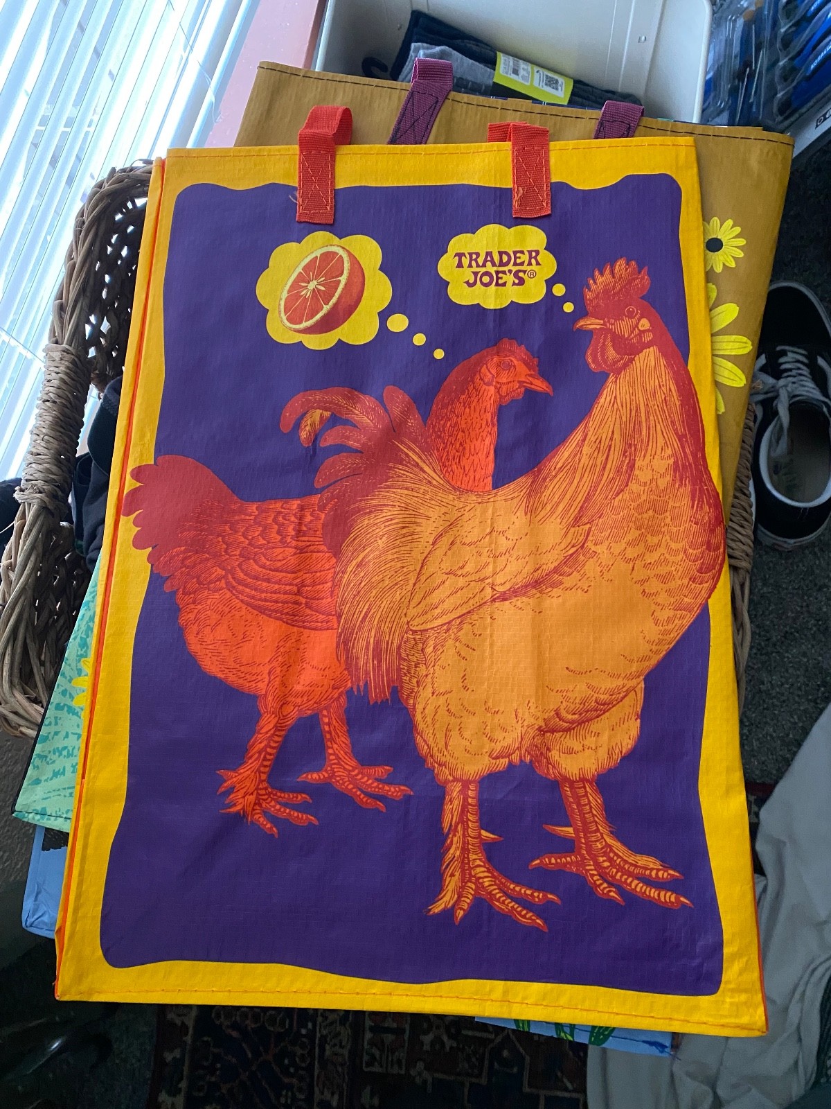 Trader Joe’s Rare “Orange Chicken” Reusable Grocery Bag brand new, never used