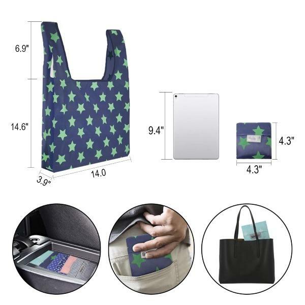 STARS & STRIPES 6 PC RIPSTOP WATERPROOF MACHINE WASHABLE GROCERY BAGS