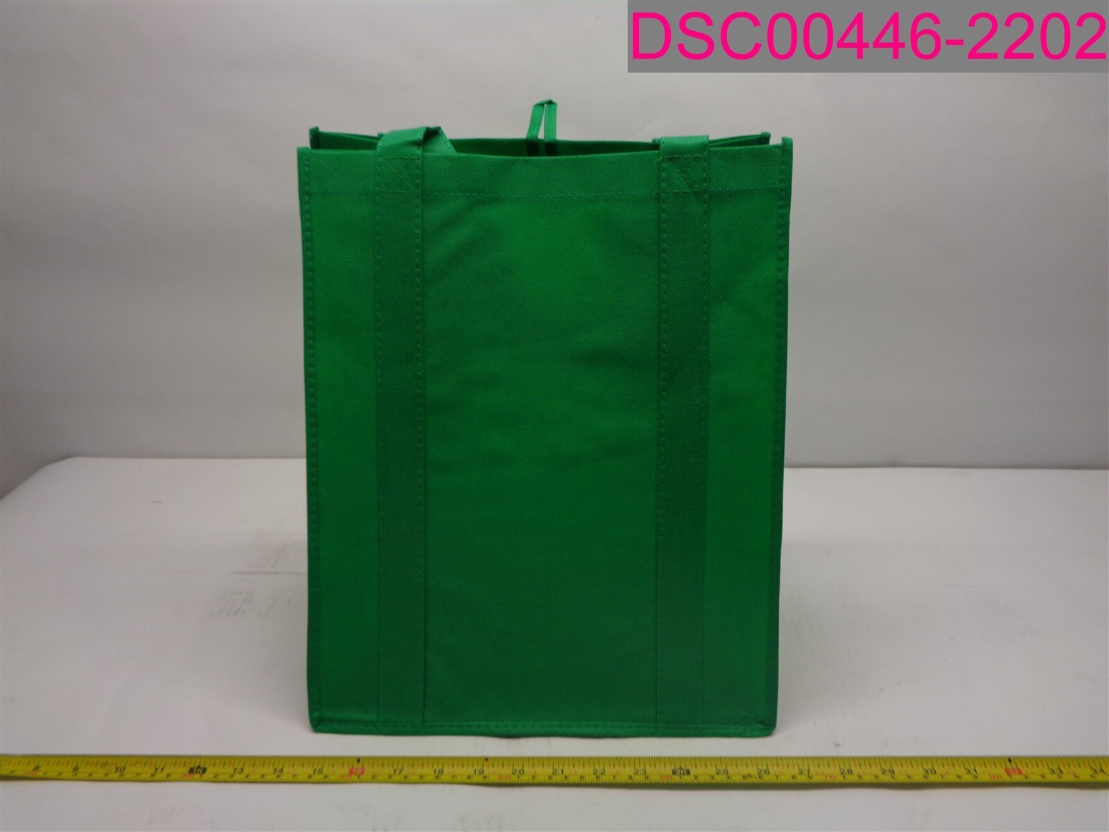 QTY=10; Reusable Grocery Shopping Tote Bags w/ Handles Green 15″x12.5″x9.5″