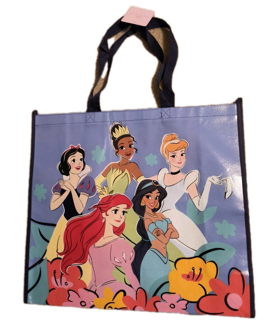 Disney PRINCESS Reusable Blue Jumbo Shopping Gift Bag with Handle🆕Free Shipping