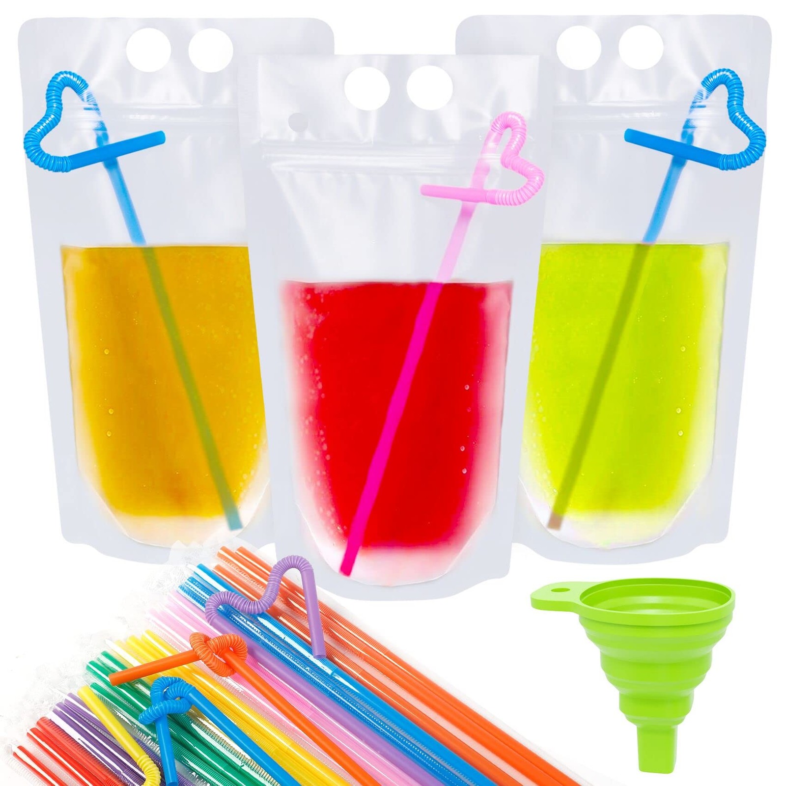 Ouddy 50 Pcs Drink Pouches, Juice Pouches for Adults, 5.1 x 9.0 inch, White