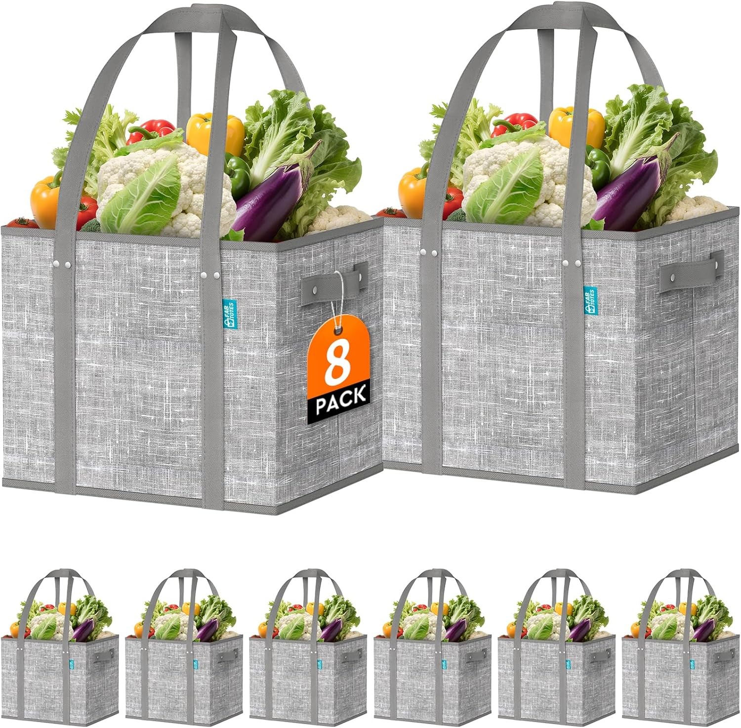 Collapsible Reusable Grocery Bags Heavy-Duty Shopping Tote Box Reinforced Handle