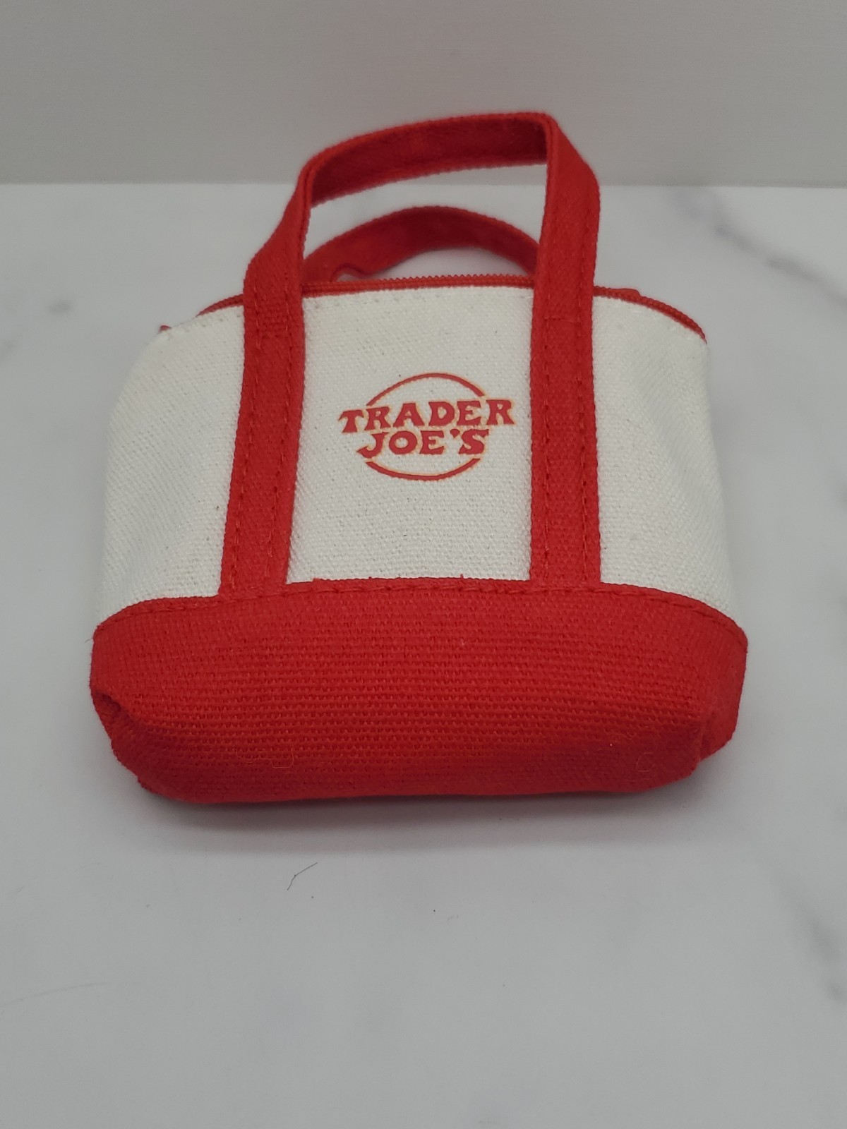 Trader Joe’s Micro Canvas Tote with Grocery Bag – New Red Zip