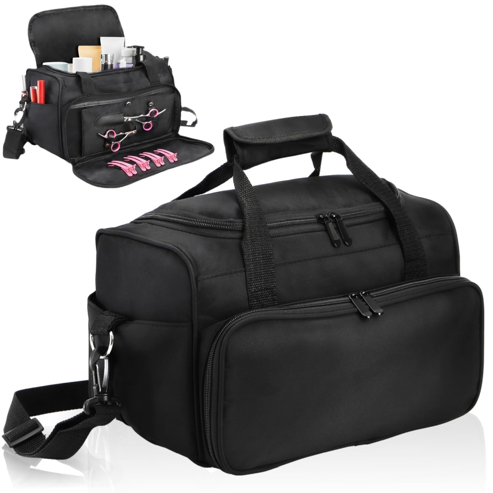 Eorbow Hairstylist Travel Bag, Large Capacity 15″ x 8″ x 9″, Black