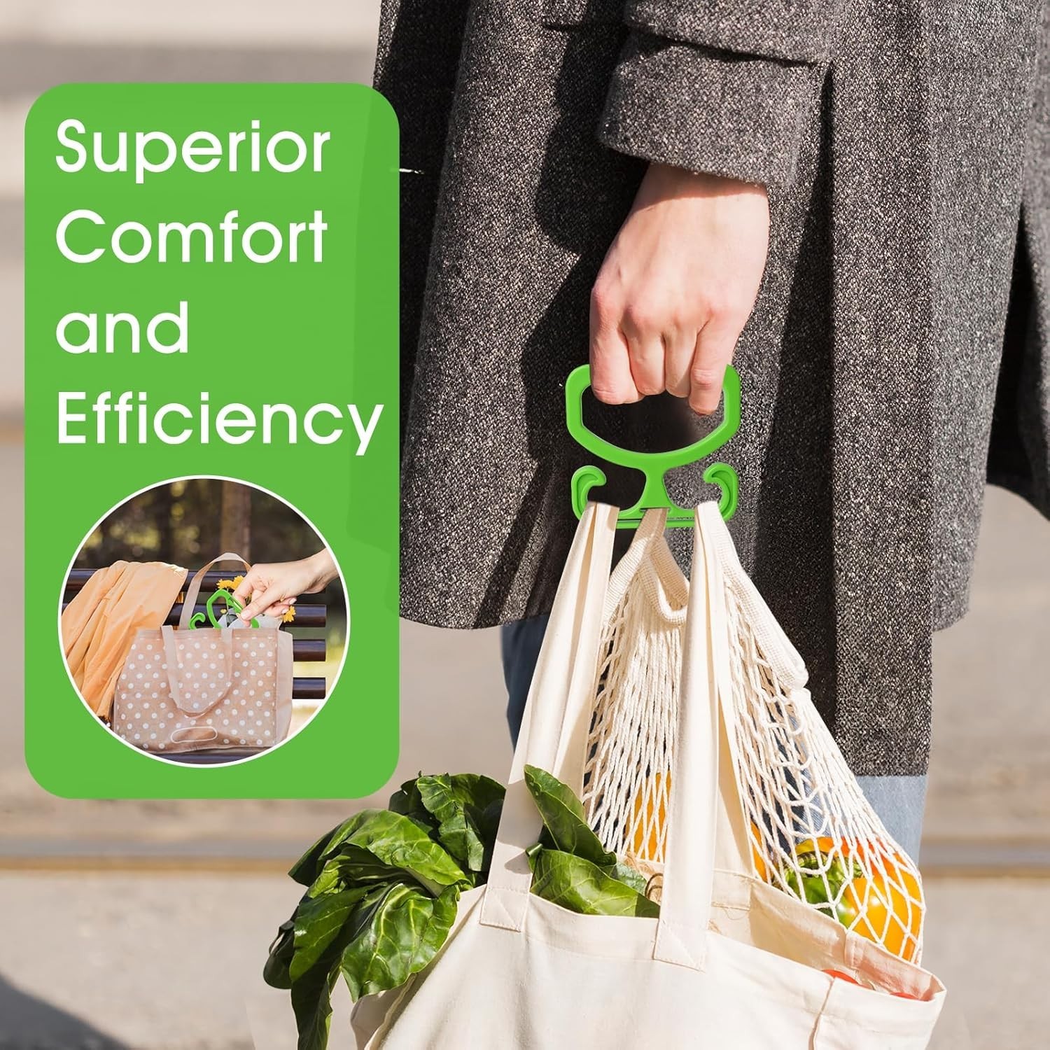 Ergonomic 2 Pack Grocery Bag Carrier, Holds Up to 80lbs – Comfortable Grip