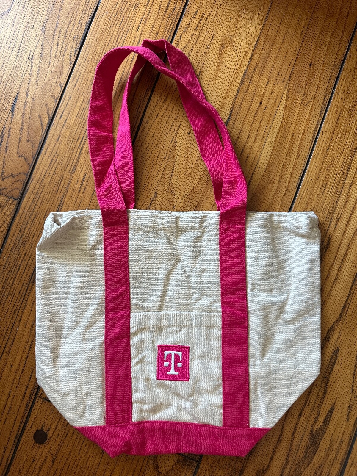 *NEW* T-MOBILE Mini Canvas Tote Bag Off White Pink 12.75 x 10.75″