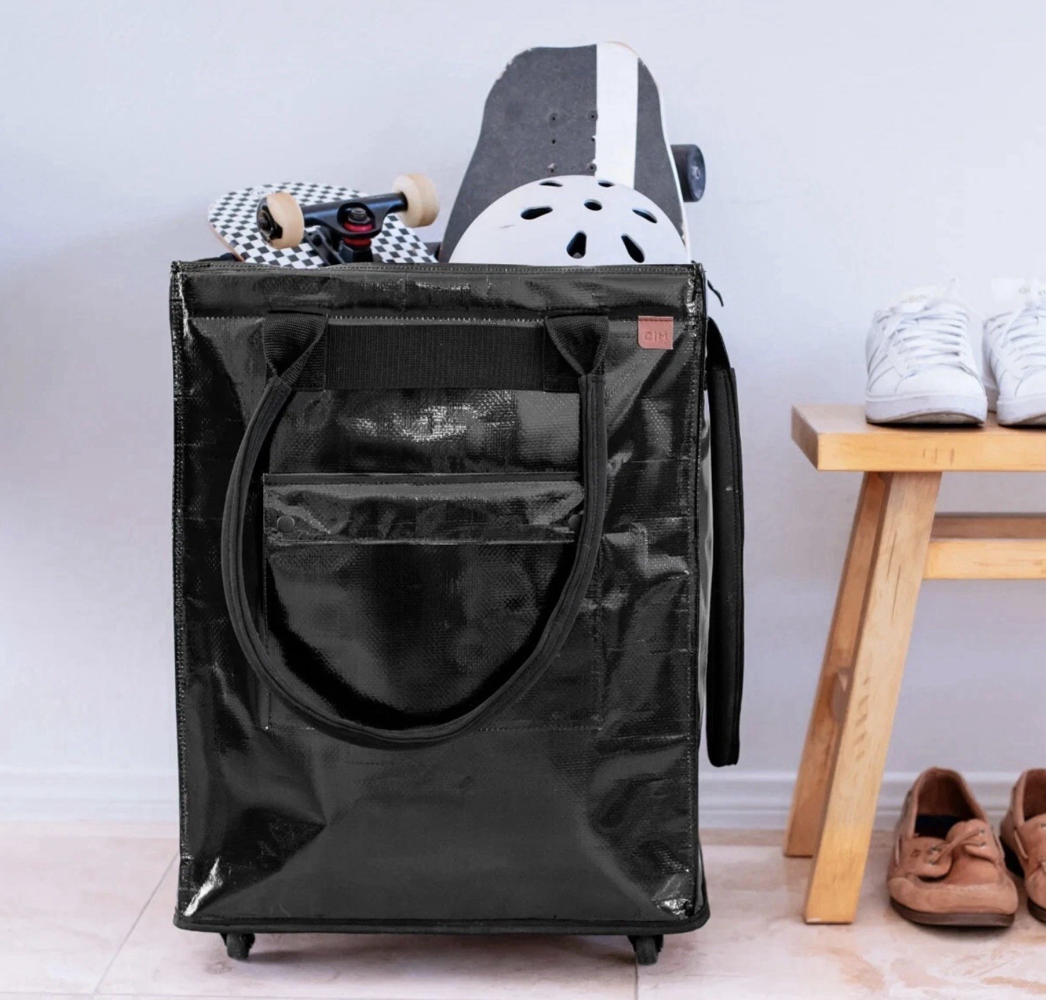 Viral CleverMade Foldable Tote Bag on Wheels, 14”Lx18”Wx24”H Soft Grip