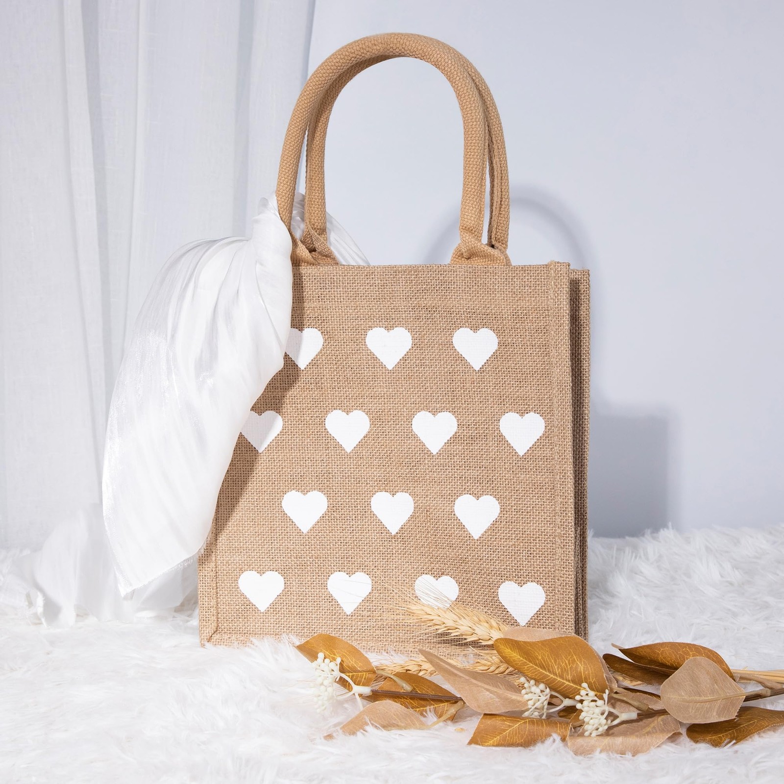 Burlap Tote Bags Handles Reusable Jute Gift Wedding Bridesmaid Beach Party