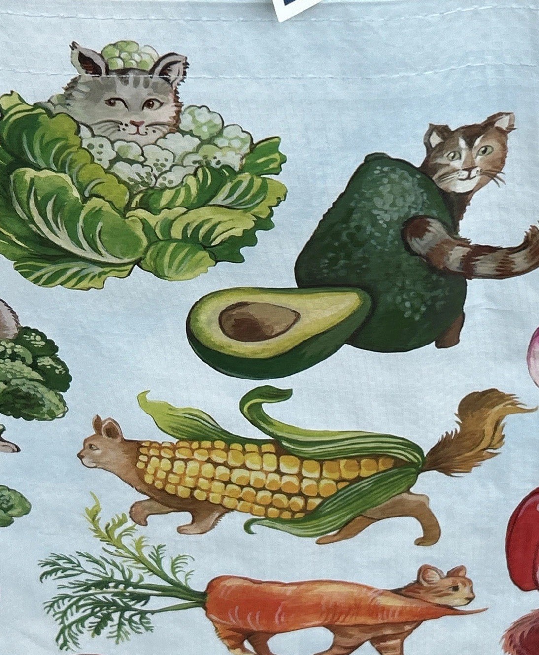 Marshalls Reusable Cat Vegetable Tote Bag Kitty Produce Veggie Grocery Bag NEW