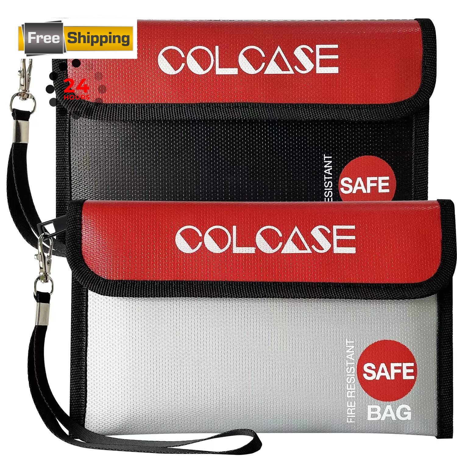COLCASE Fireproof Money Bag, 2 Pack and 8.3×5 inches, Black