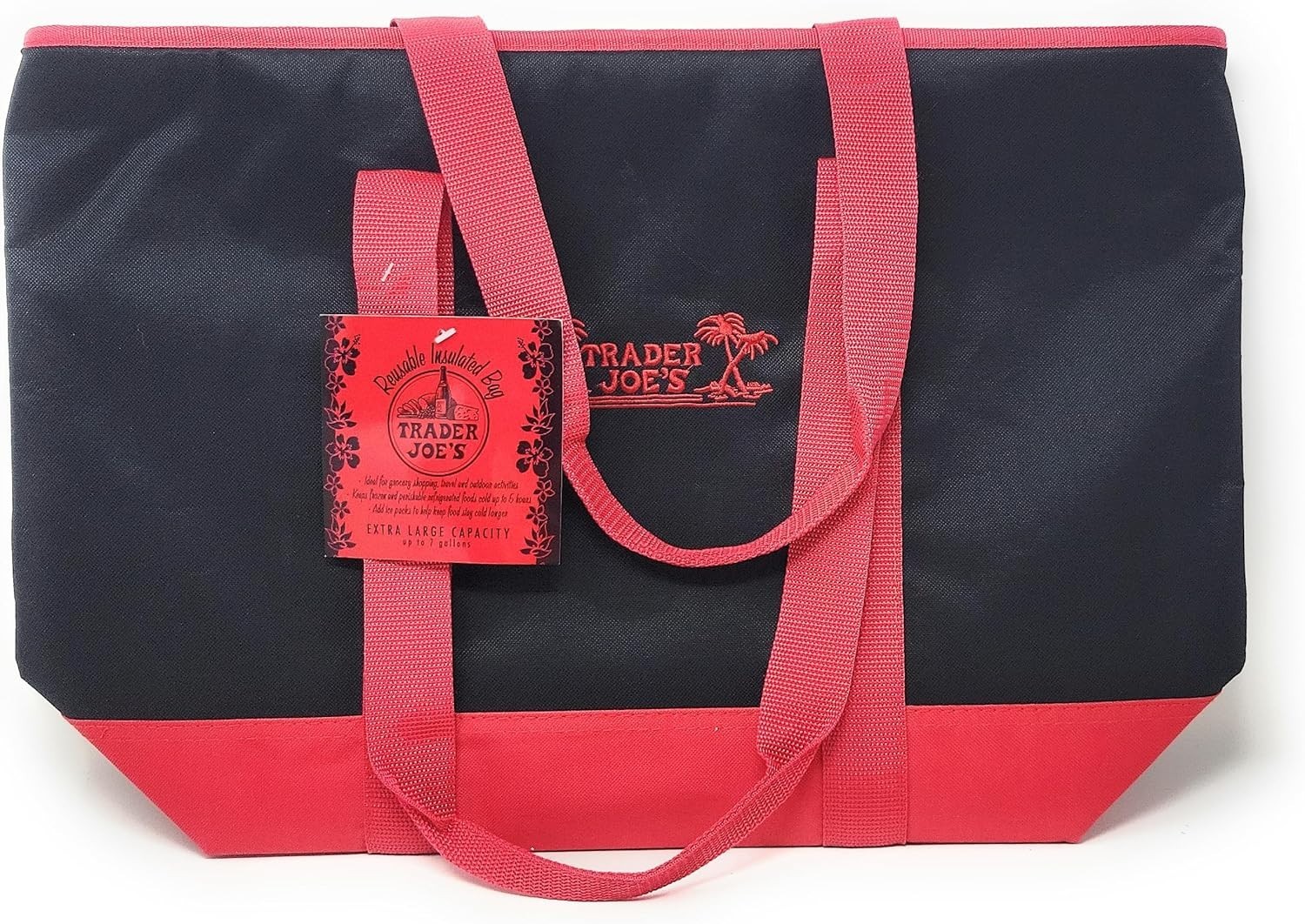 Trader Joe’s Large Insulated Cooler Tote Bag, Reusable, Hot/Cold Cranberry