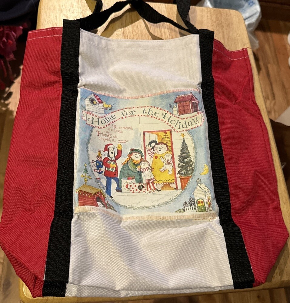 VTG 2003 Gooseberry Patch Tote Shopping Bag Christmas Holiday Theme 14 X5”