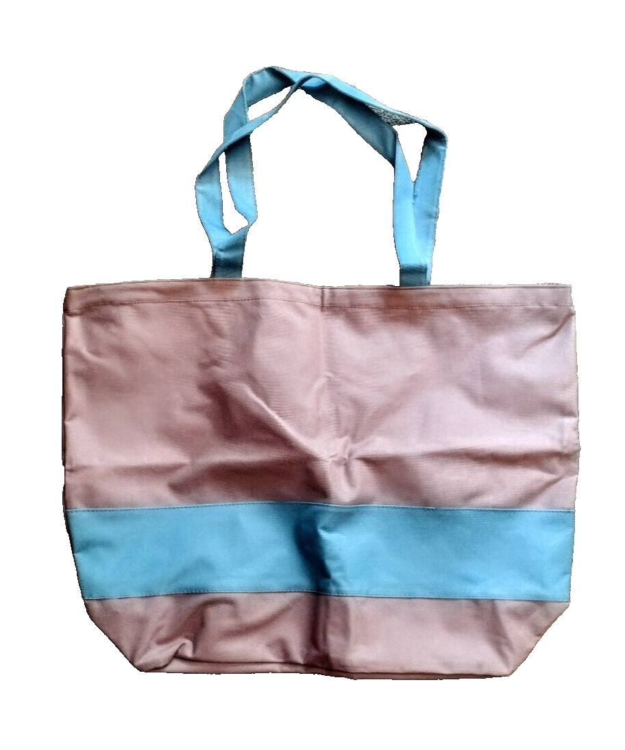 Shopping~Camping~Travel Tote Set ~ Sky Blue/Tan ~ Lg Zip Tote & Insulated Cooler