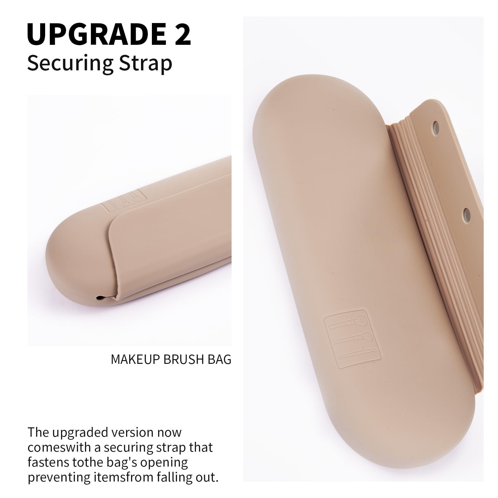 AGIKET Silicone Makeup Brush Holder Travel Cosmetic Bag：Soft Large, A-Walnut