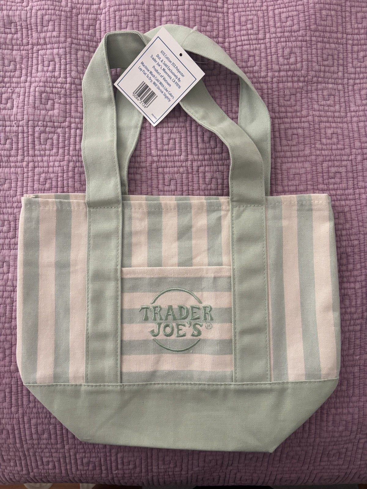 Trader Joe’s Mini Pastel Striped Canvas Tote Bag 2026 Limited Edition Set Of 4