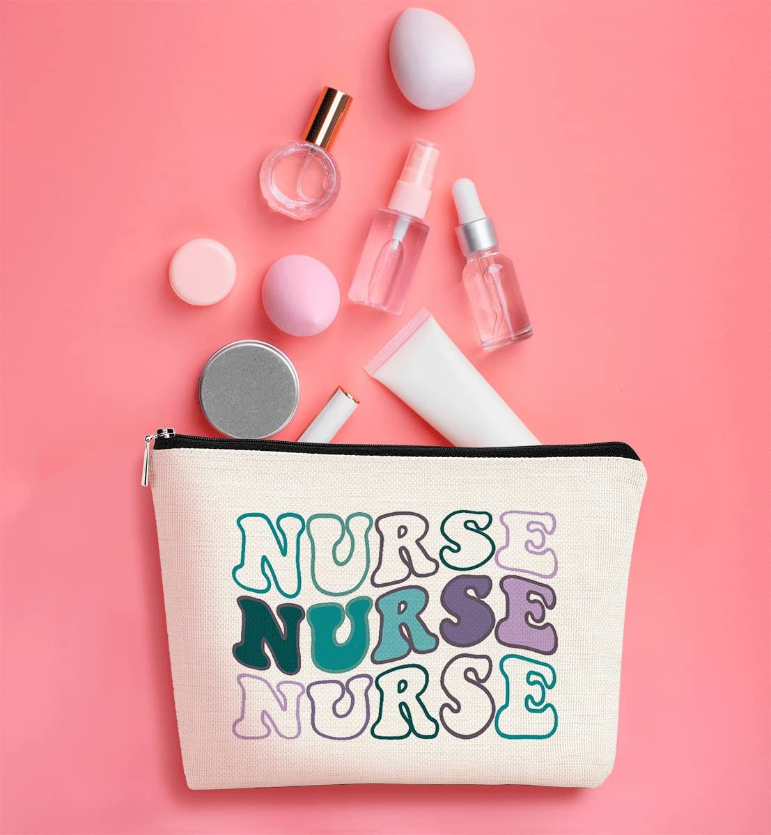Nurse Gift Retro Funny Cosmetic Bag Nurses Supplies Wavy Purple Blue