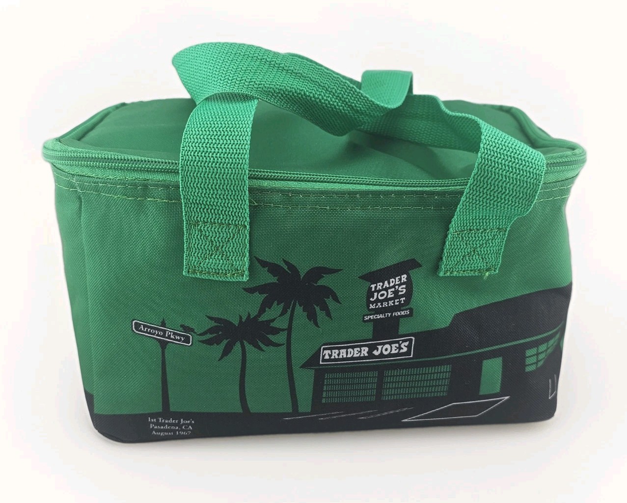 Trader Joes Mini Tote Insulated Lunch Box Bag Teal Blue/Green Cooler