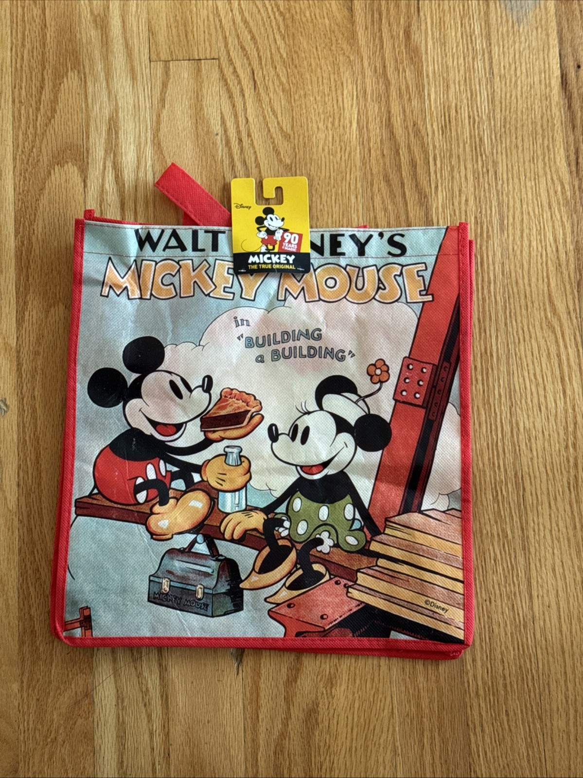 Vintage Look Mickey & Minnie Mouse Building A Building Reusable Tote Gift Bag