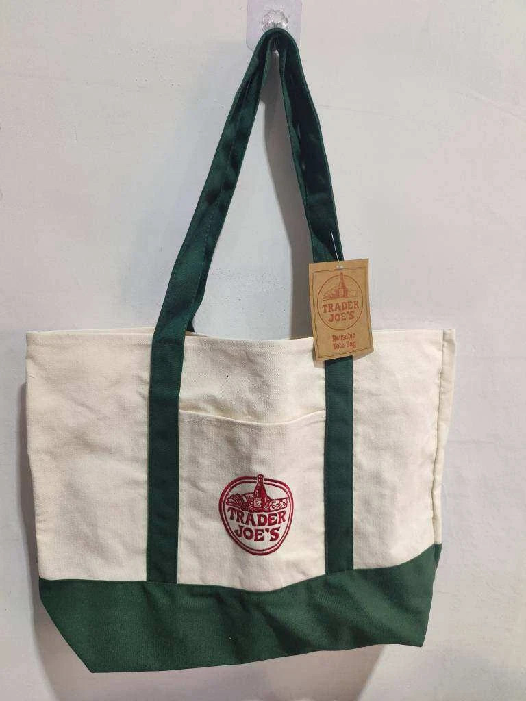 Trader Joe’s Canvas Large Green Shopping Bag Limited Tote New W/Tags