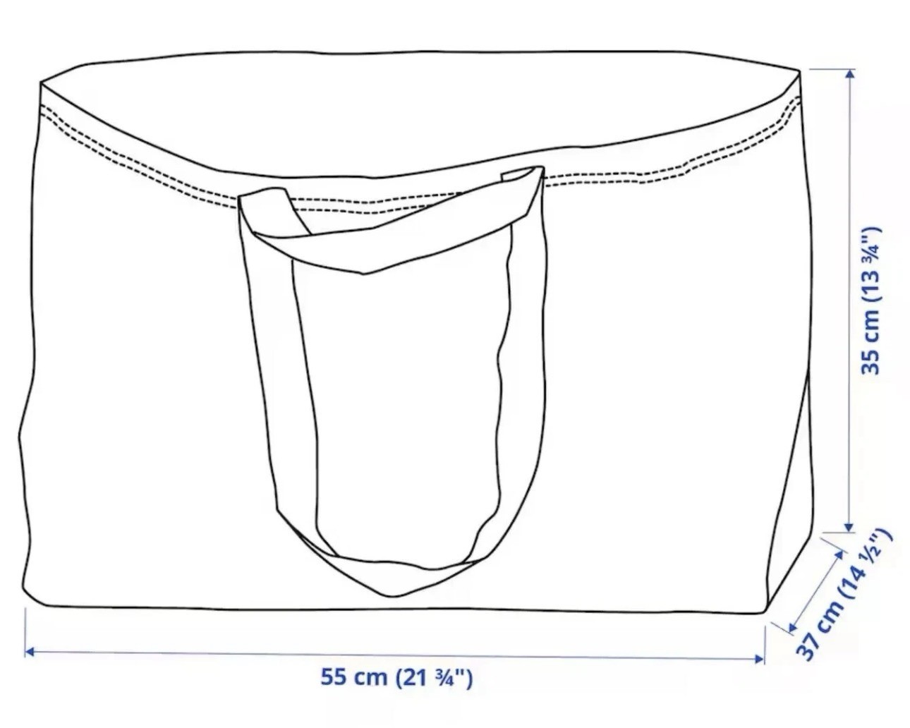 IKEA FRAKTA Shopping Bag LARGE Blue 21 ¾x14 ½x13 ¾ “/19 gallon 172.283.40