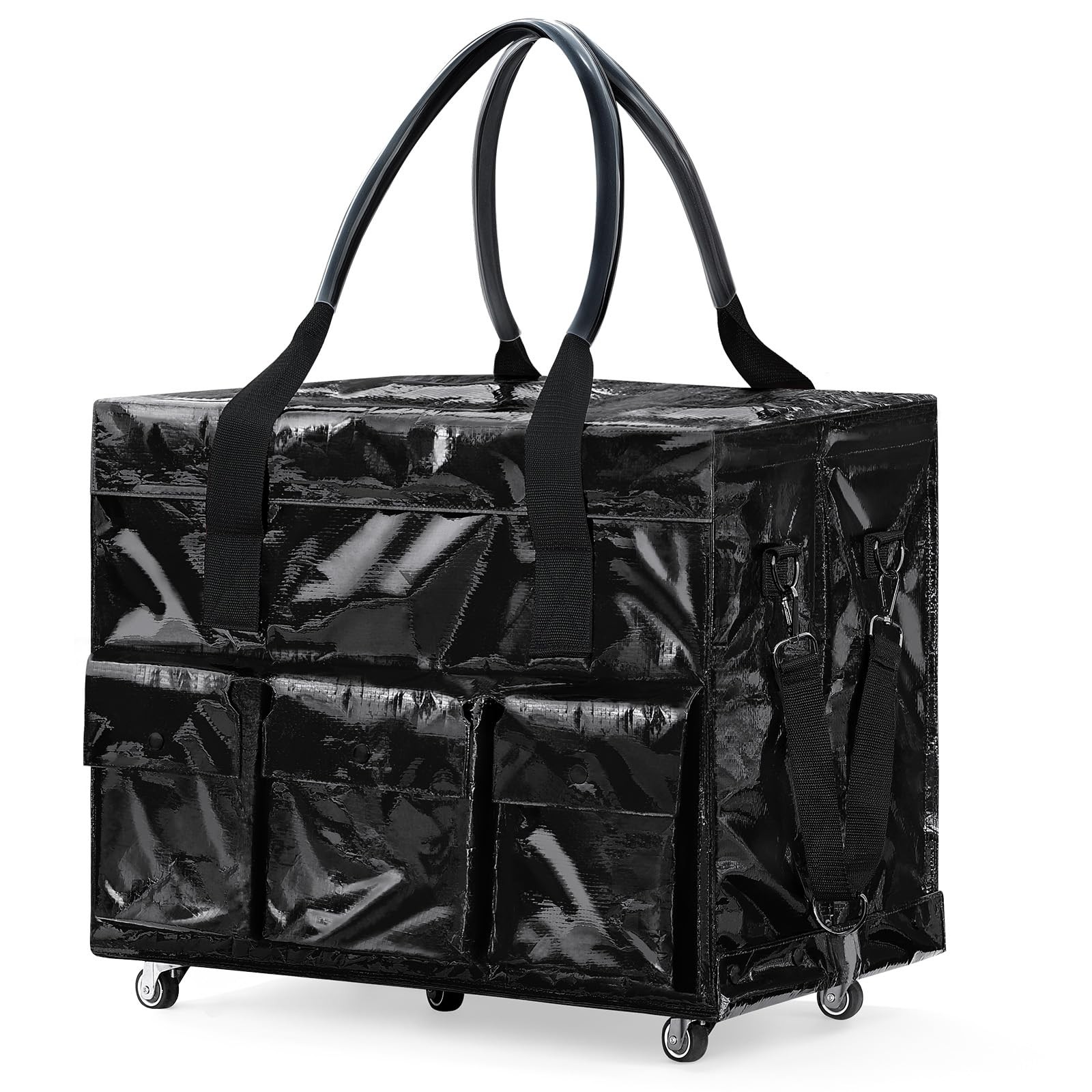 Reusable Grocery Bag on Wheels, 105L Foldable Rolling Tote, Shopping Trolley …
