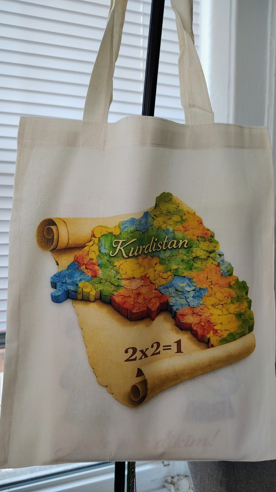 Kurdistan Map Canvas Tote Bag Foldable Reusable Shopping Bag 32x36cm Multicolor
