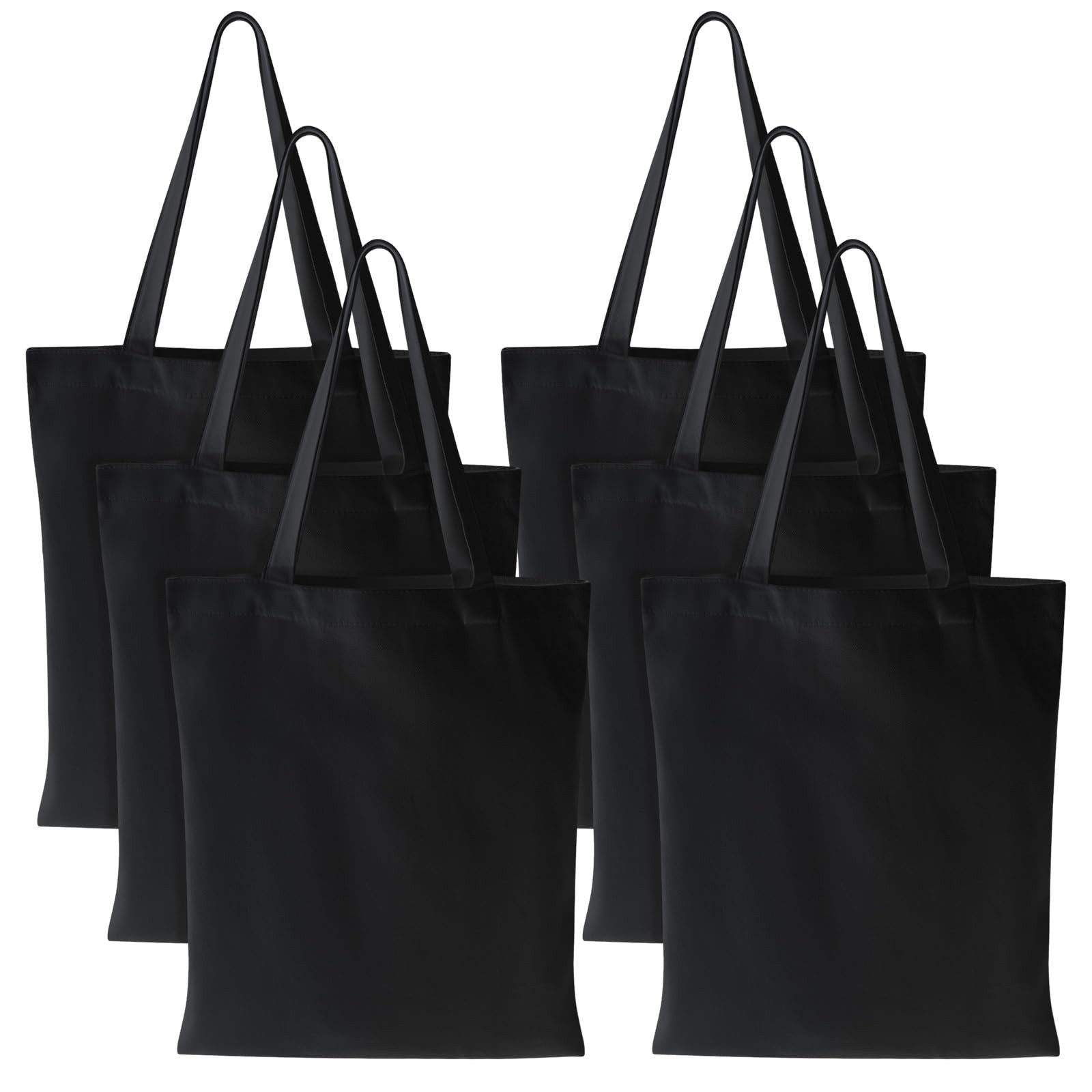 6 PCS Canvas Tote Bag, 14×16 Inches Reusable Cotton Tote Bags with Handles, H…