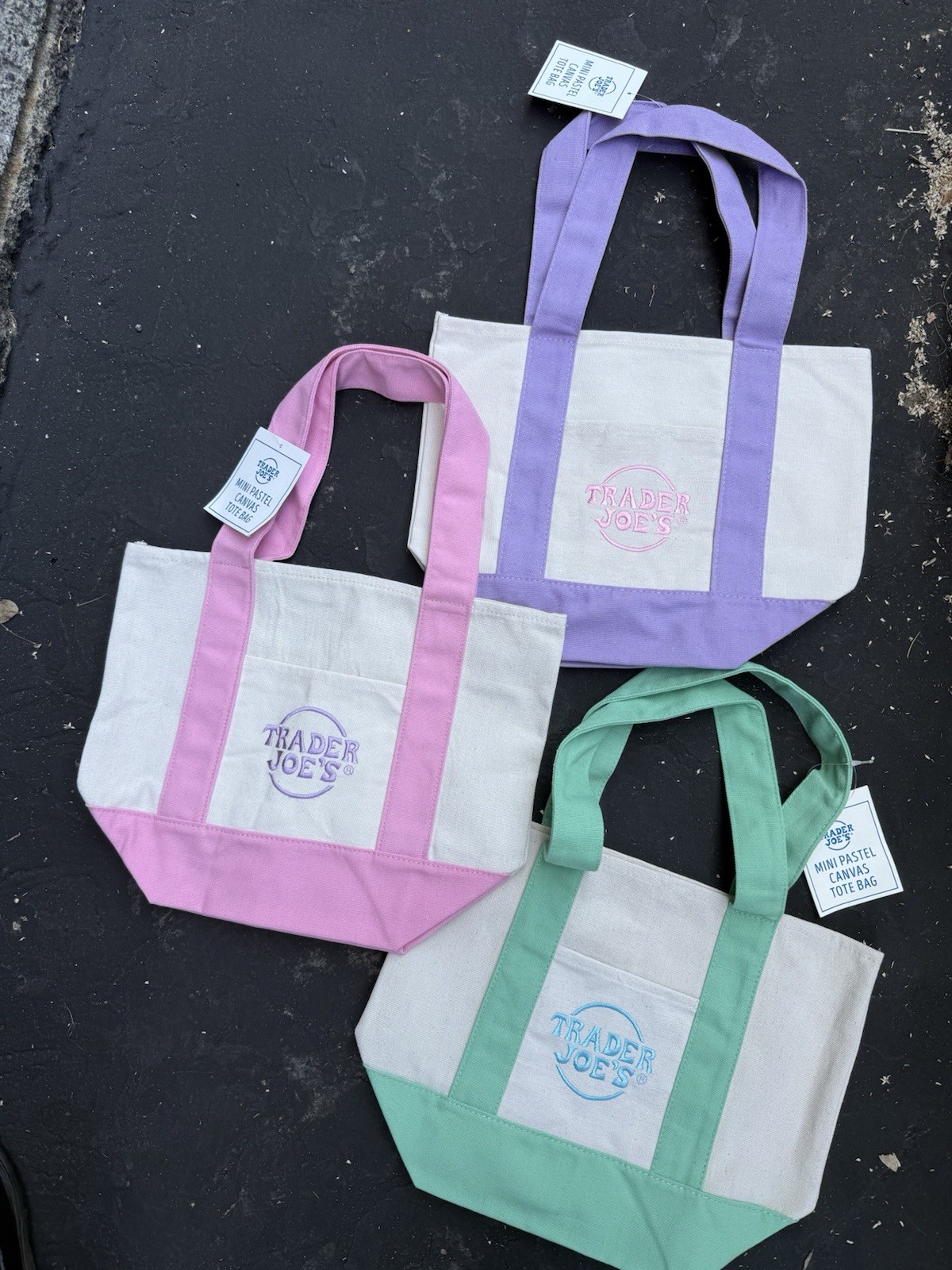 Trader Joe’s Viral Pastel Mini Tote Bag IN HAND Set of 3 Exclusive Rare Easter