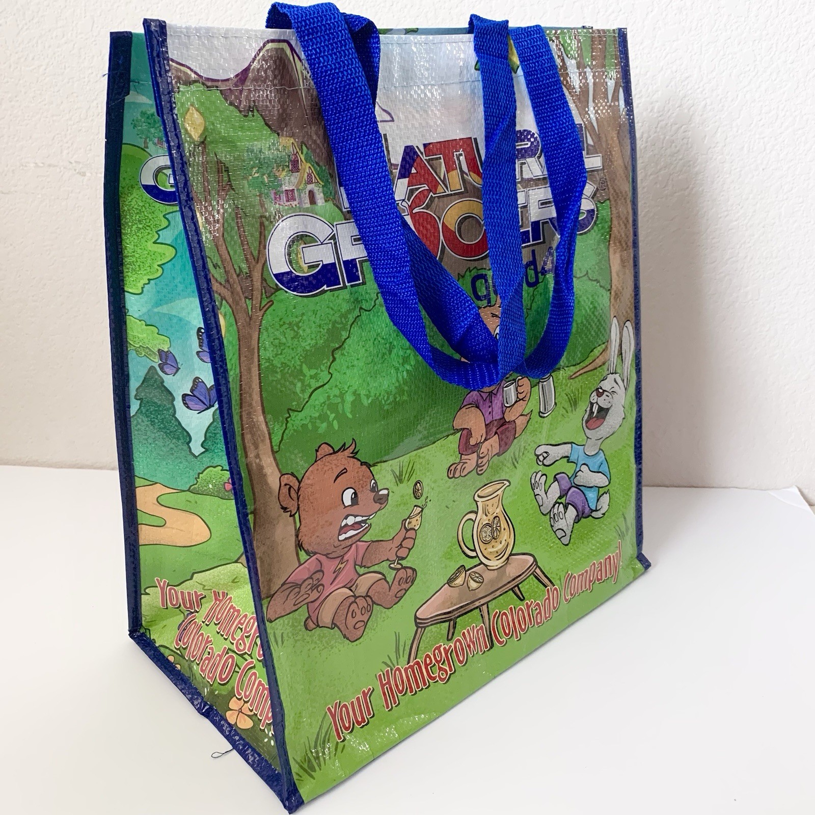 Natural Grocers 4 seasons graphic Reusable Tote Heavy Duty Holds 50 lbs colorado