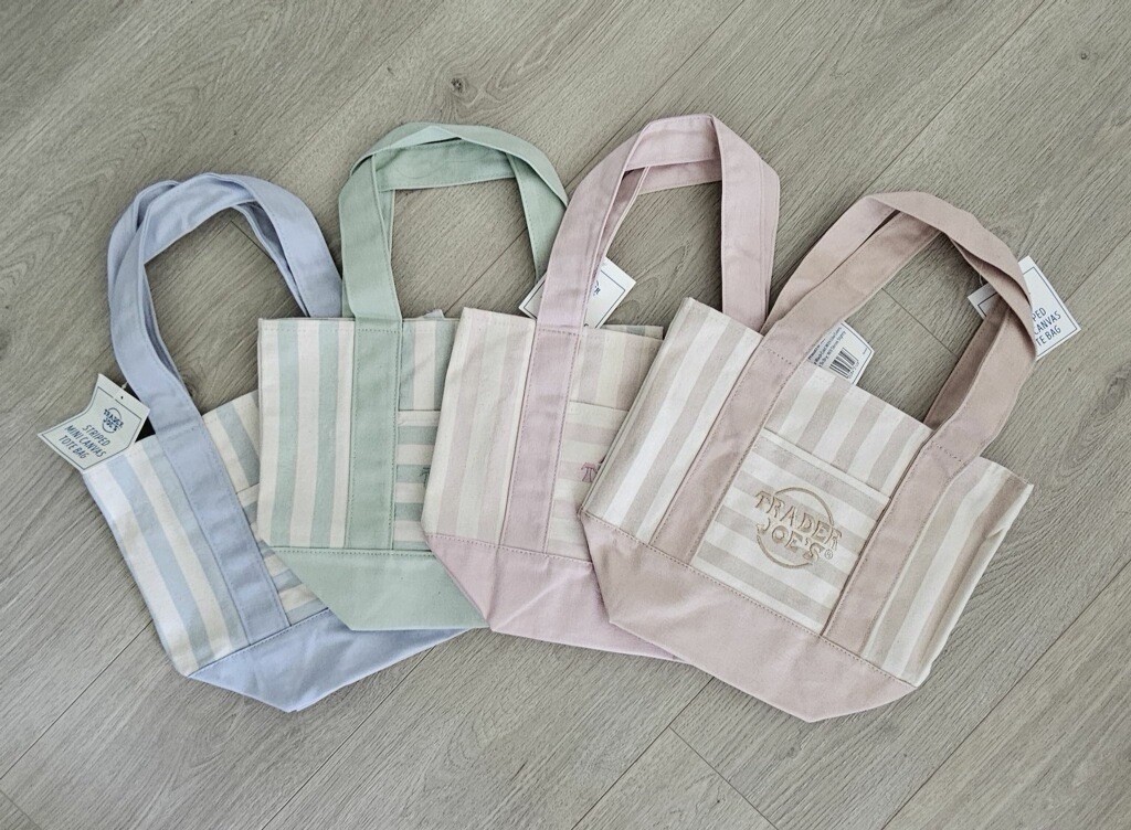 NEW Trader Joe’s Mini Pastel Stripe Tote Bag Set of 4 Summer 2026 SHIPS NEXT DAY