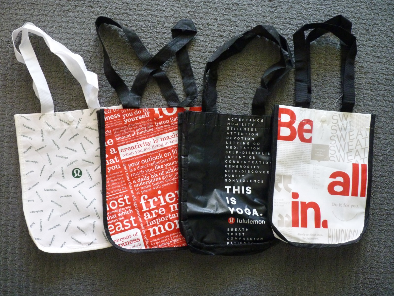 Lululemon Reusable Shopping Tote Bags (4) Small Totes Different Designs #3