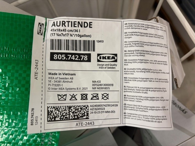 AURTIENDE Green Frakta Reusable IKEA Shopping Bag 17 ¾x7x17 ¾” 10 Gal 805.742.78