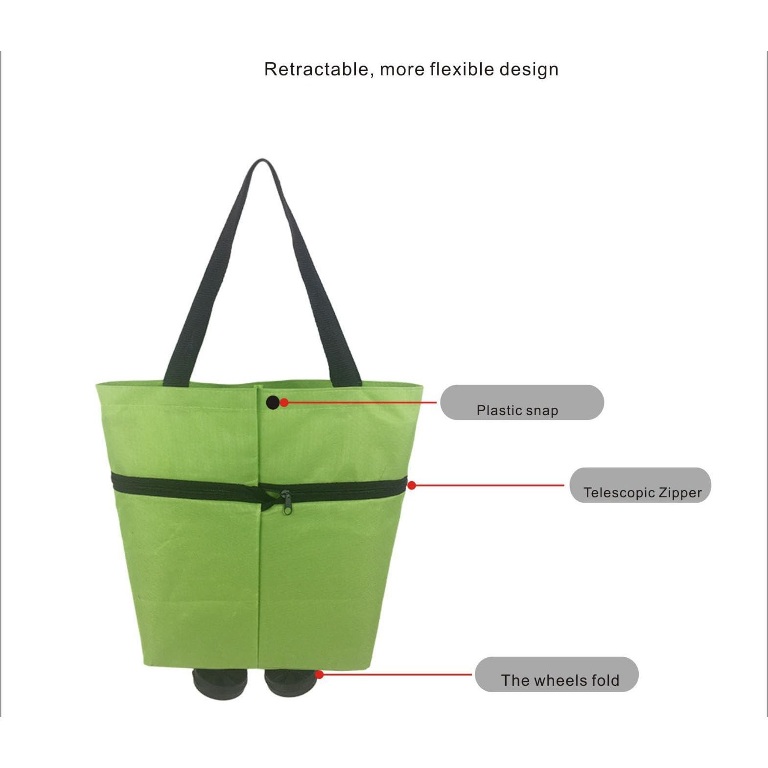Reusable Grocery Bags Waterproof Coating Folding Wheels Foldable Tote Flower