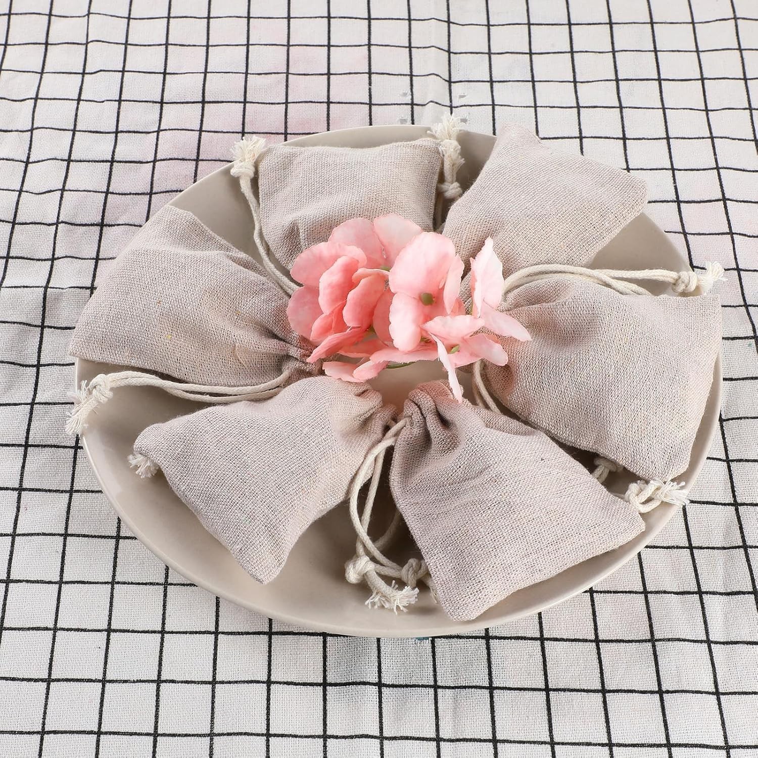 10pcs Eco-Friendly Cotton Drawstring Bags – Versatile Gift Pouches in Apricot