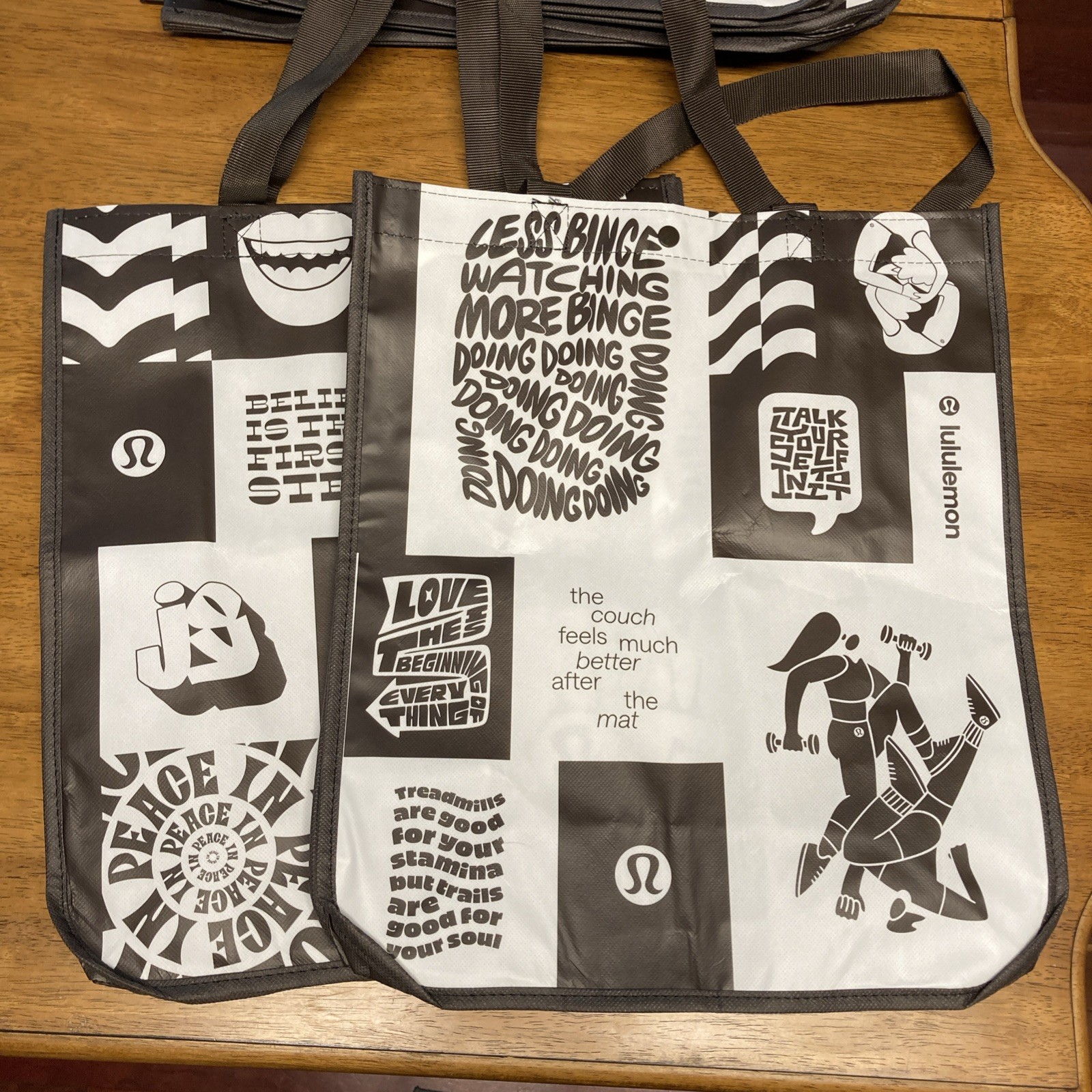 2 New Lululemon Summer Limited Edition Large 16” Reusable Shopper Tote Bag Brown