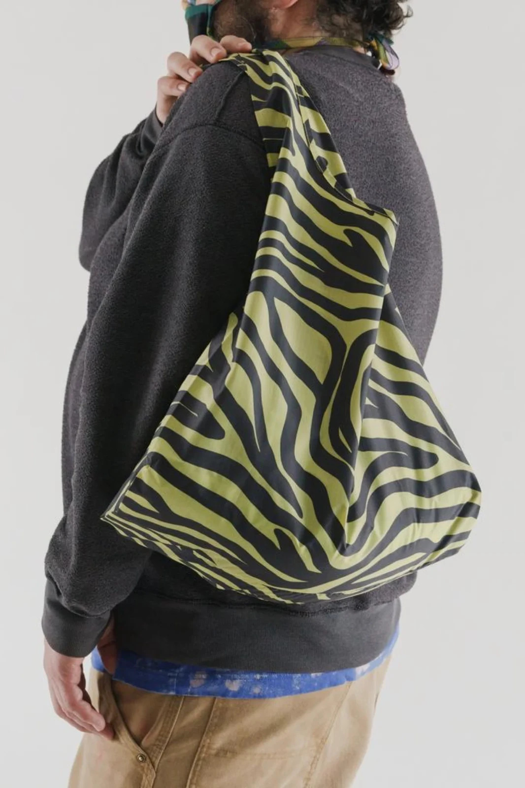 NWT Baggu Standard Reusable Bag Olive Zebra US seller Discontinued OOP Sold Out