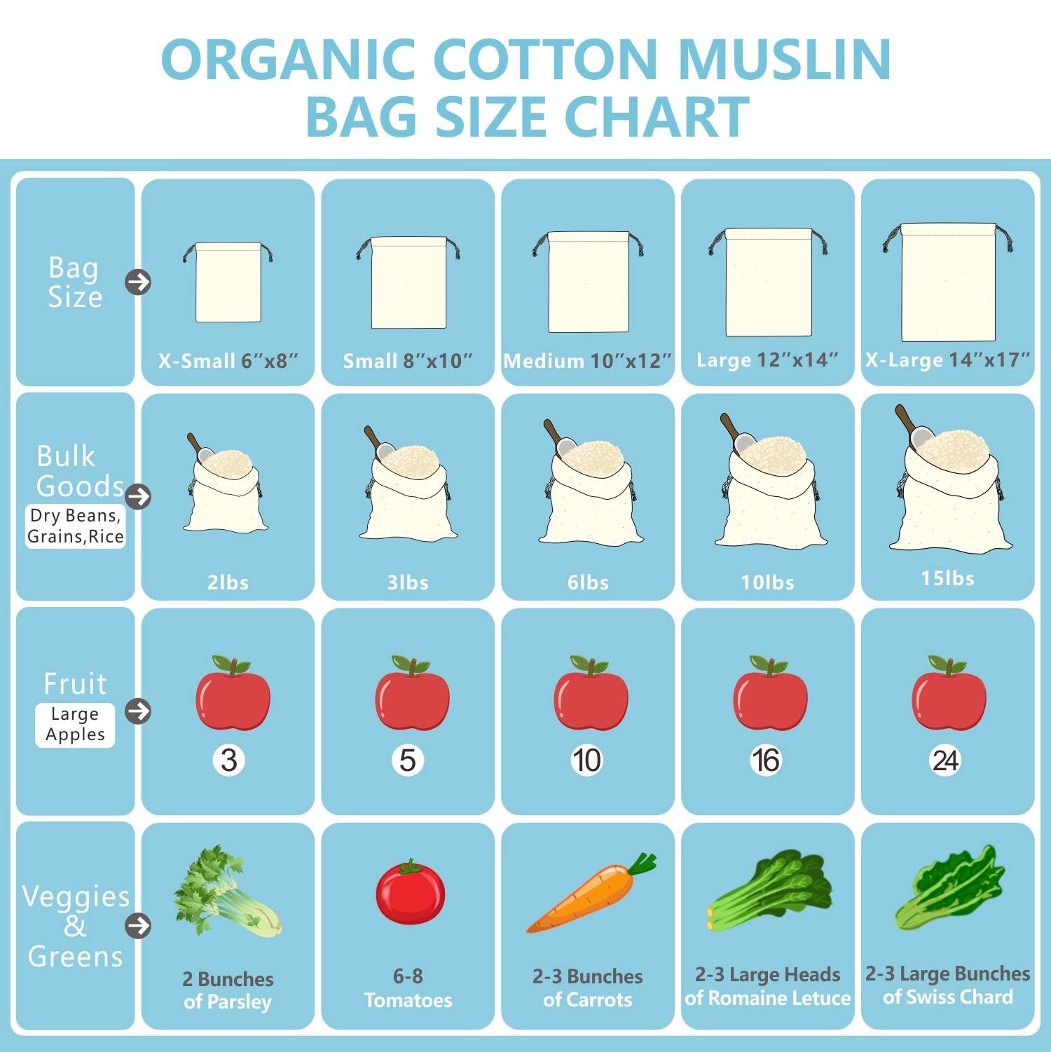 TOPDesign 10-Pack 10” x 12” Reusable Produce Medium 10×12″ 10-Pack, Beige