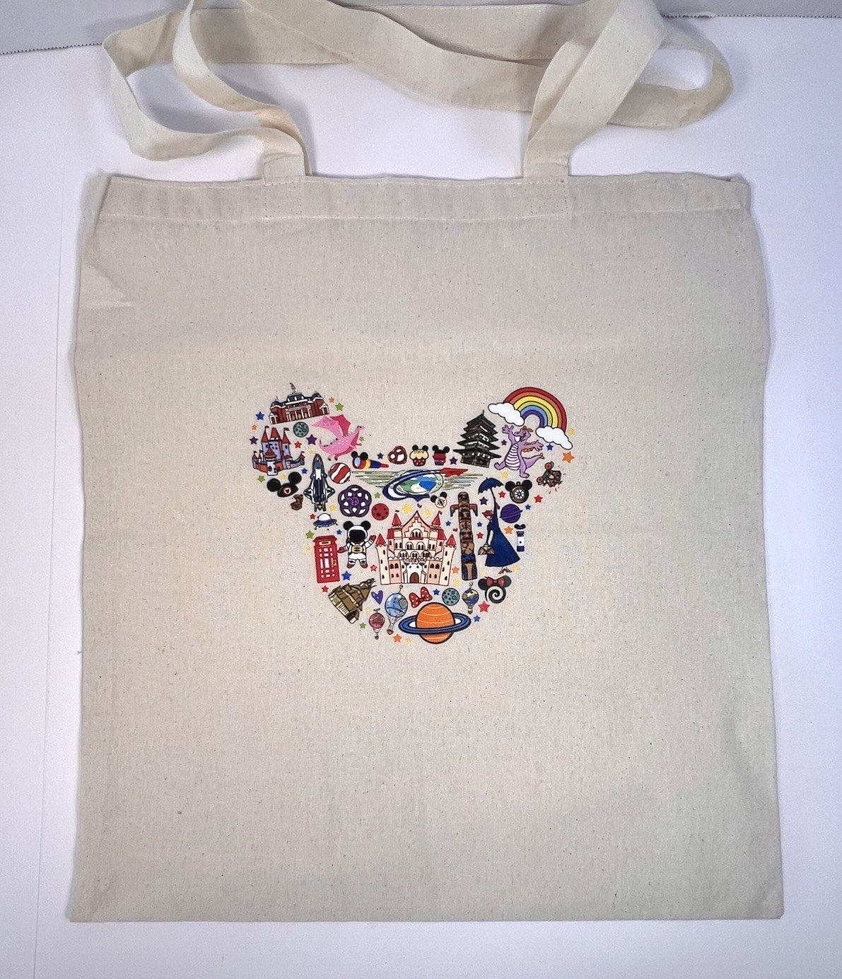 Lot of 9 Unbranded Disney Themed Reusable Fabric Totes
