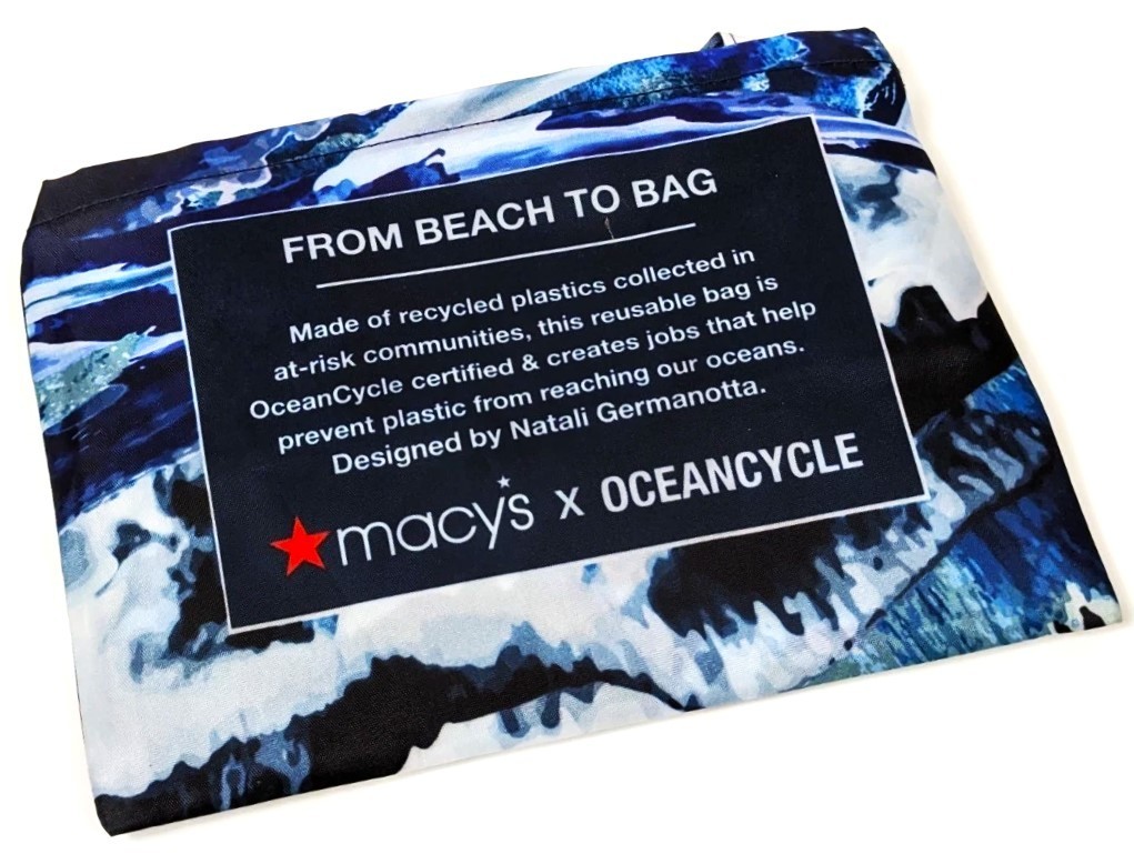 MACY’S “OCEANCYCLE” REUSABLE LIGHT SHOPPING/TOTE BAG – “OCEAN WAVES”