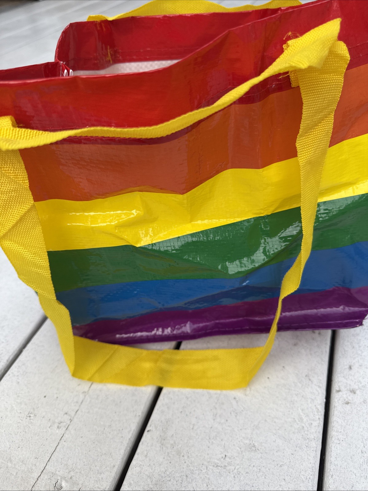 IKEA Rainbow Bags Small Multicolor Stripe Storstomma Tote Bag