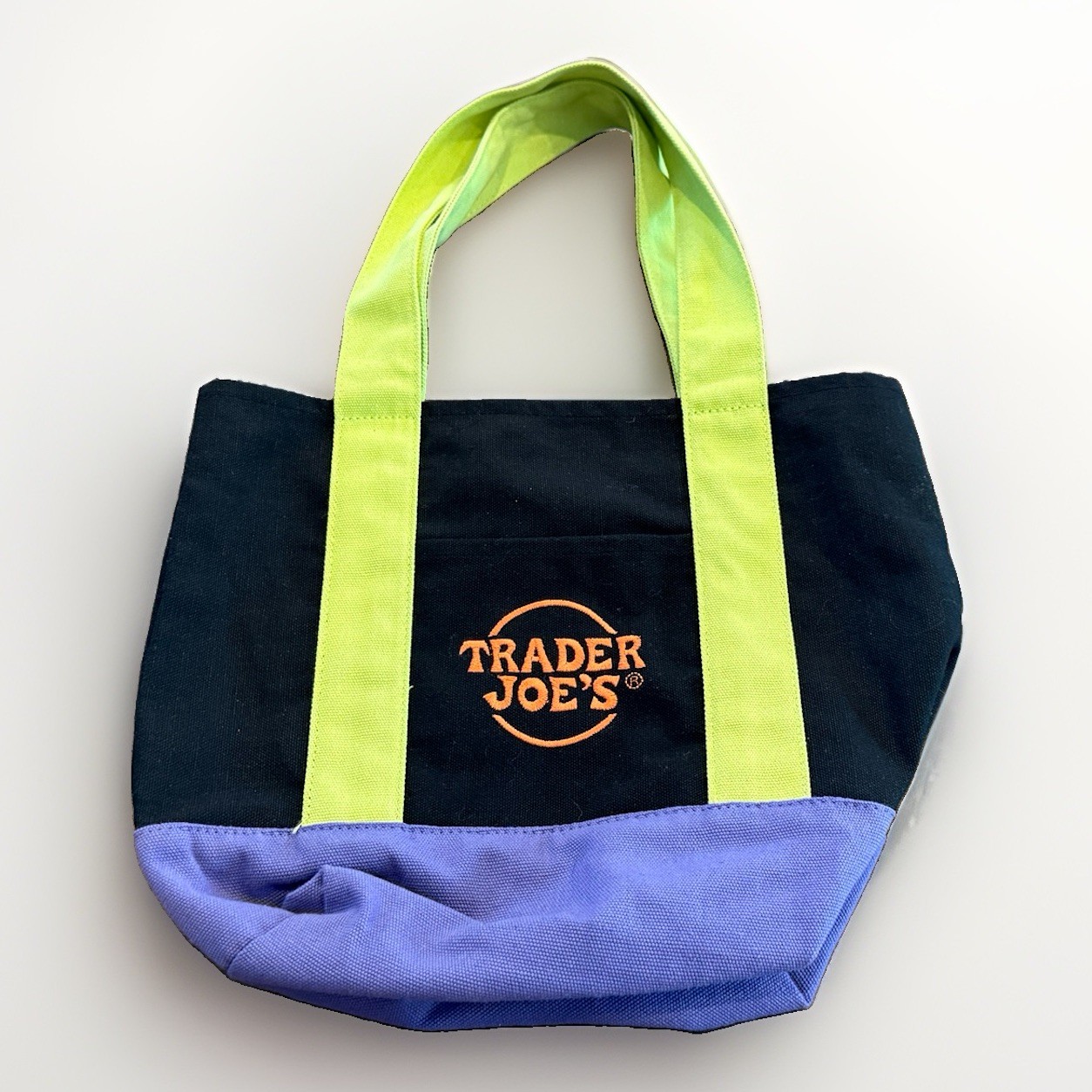 Trader Joes Mini Tote Halloween Canvas Black Purple Yellow-Green Bag