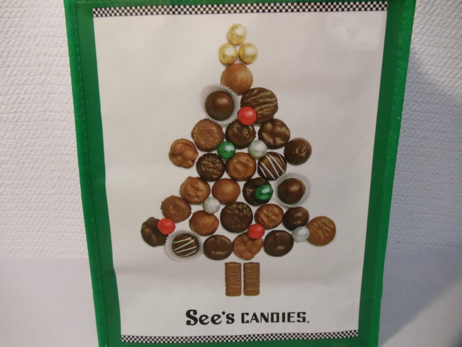 See’s Candies Reusable Christmas Tote/Bag ~ Chocolate Christmas Tree