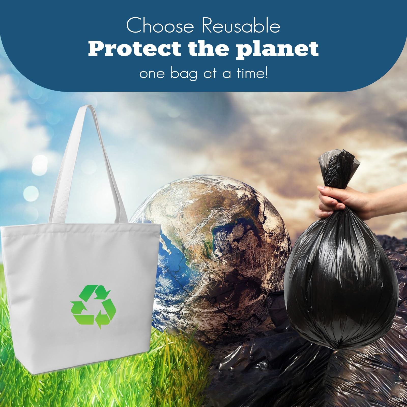 5 Pack Sublimation Tote Bags with Zipper, 12oz Heavy Duty 100% Polyester Blan…