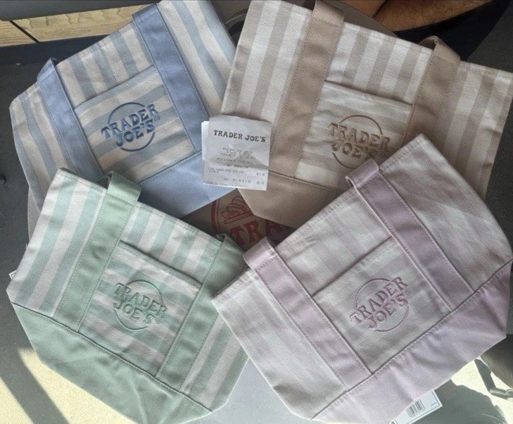 NWT Trader Joe Striped Canvas Mini Tote Set of 4 SUMMER 2026