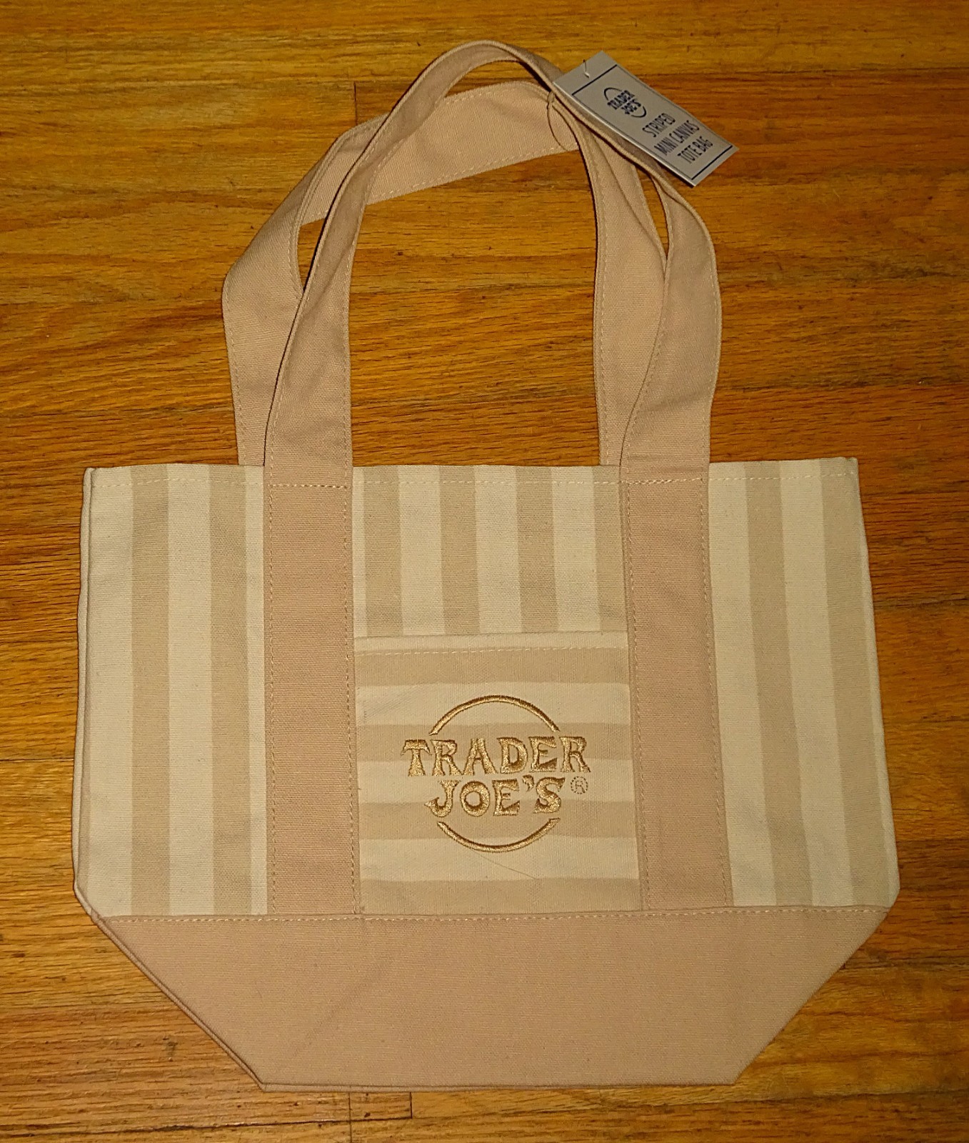 TRADER JOE’S MINI STRIPED PASTEL CANVAS TOTE BAGS~Set of 4~Limited Edition~NWT